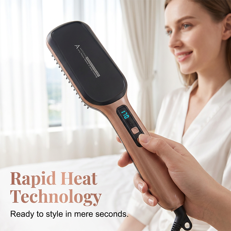 ⌛Limited-Time Offer-Negative Ion 2-in-1 Hair Straightener Brush