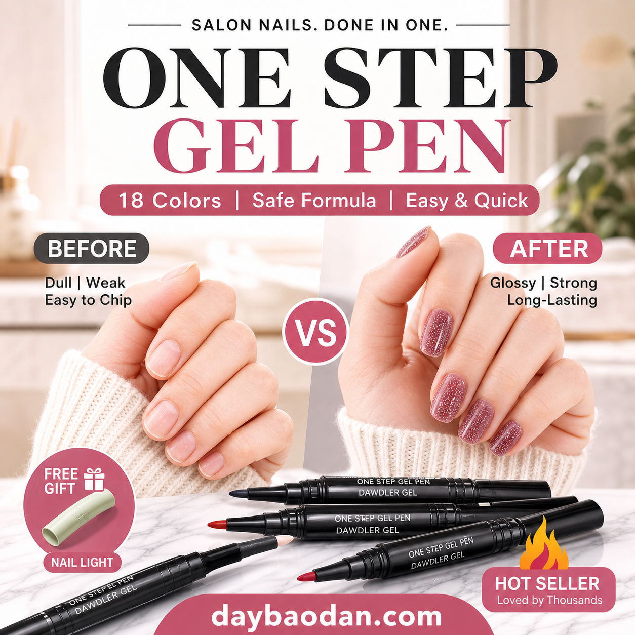 💅 Limited Time Buy 1 Get 1 Free -$19.99! ✨One Step Nail Gel Pen🎨Free handheld mini UV nail lamp💡