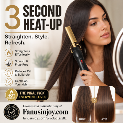 ✨️Amazing Discount on 🔥2026 New Arrival！🎁💇‍♀️Heats in 3 Seconds & Shapes in 5 Seconds！👱‍♀️Create Perfect Hairstyles Quickly！✨️Portable Electric Hair Straightening and Curling Comb