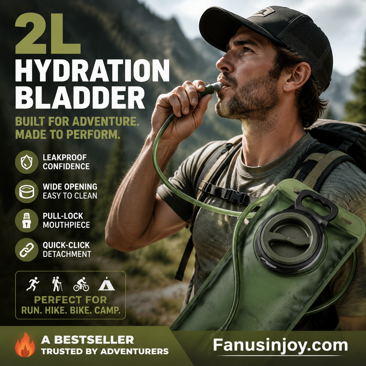 🔥50% Surprise Discount！🏕️Hydrate anytime, anywhere！💦2L Hydration Bladder with Quick-Release Tube