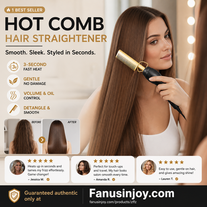 ✨️Amazing Discount on 🔥2026 New Arrival！🎁💇‍♀️Heats in 3 Seconds & Shapes in 5 Seconds！👱‍♀️Create Perfect Hairstyles Quickly！✨️Portable Electric Hair Straightening and Curling Comb