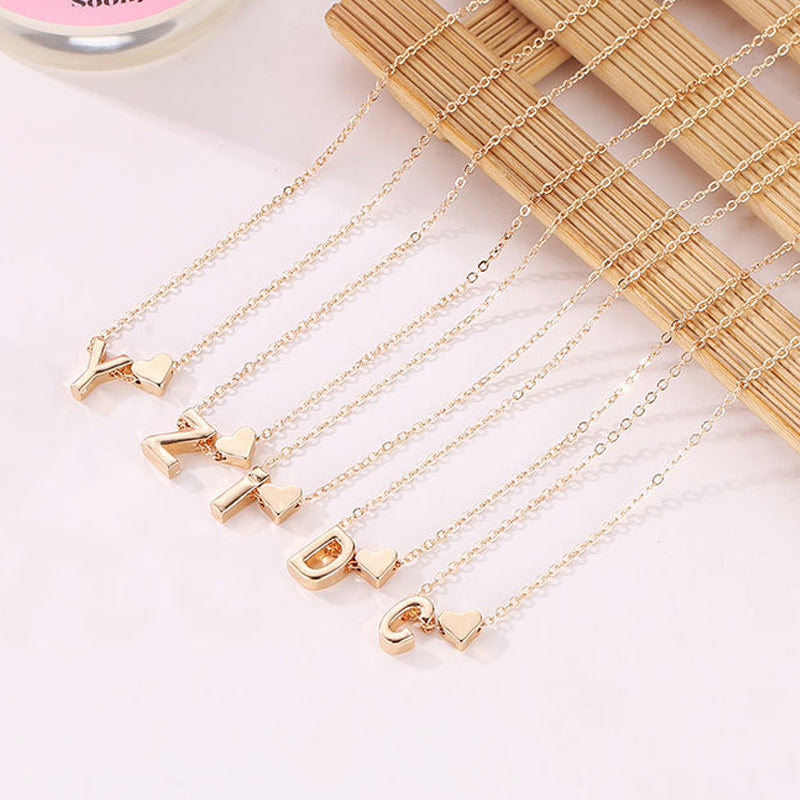🎅Surprise price: $19.99 only!!🔥Tiny Initial Necklaces Golden Heart Letter A-Z💖