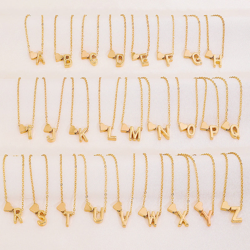 🎅Surprise price: $19.99 only!!🔥Tiny Initial Necklaces Golden Heart Letter A-Z💖