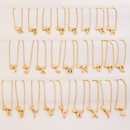 🎅Surprise price: $19.99 only!!🔥Tiny Initial Necklaces Golden Heart Letter A-Z💖