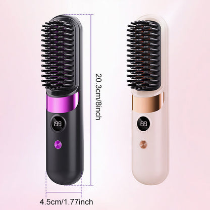 🥳2026 HOT SALE🥳💞50K+ SOLD!💇‍♀️🛡️ 50% OFF! 3‑in‑1 Cordless Hair Straightening Brush – Straighten, curl & detangle with 4 heat settings. Wider teeth prevent burns – safe for daily styling! ✨🌿