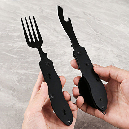 🍴 UP TO 50% OFF! ✨ 4-in-1 Folding Tableware Set – Compact, Stainless Steel, Multi-Tool ⛰️