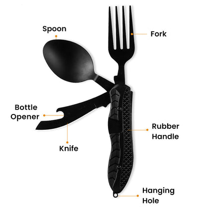 🍴 UP TO 50% OFF! ✨ 4-in-1 Folding Tableware Set – Compact, Stainless Steel, Multi-Tool ⛰️