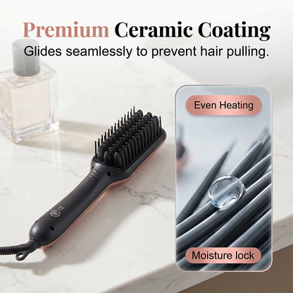 ⌛Limited-Time Offer-Negative Ion 2-in-1 Hair Straightener Brush