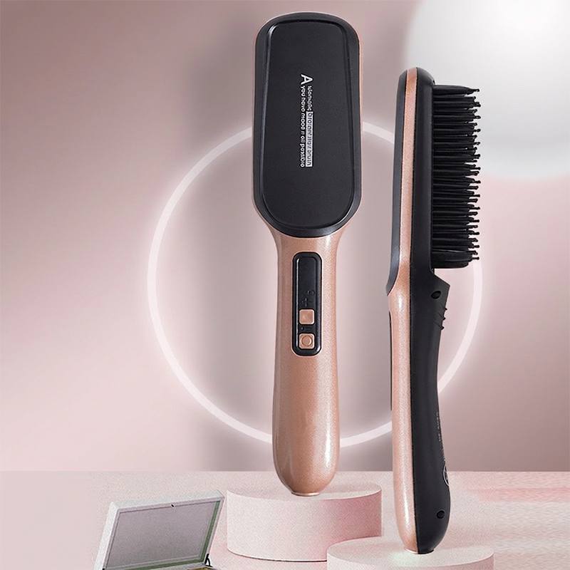 ⌛Limited-Time Offer-Negative Ion 2-in-1 Hair Straightener Brush