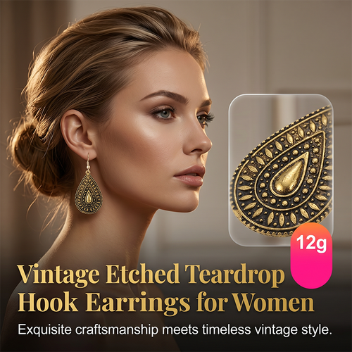 ⌛Limited-Time Offer-Vintage Etched Teardrop Hook Earrings for Women