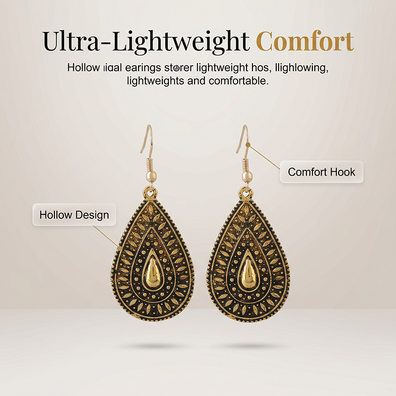 ⌛Limited-Time Offer-Vintage Etched Teardrop Hook Earrings for Women