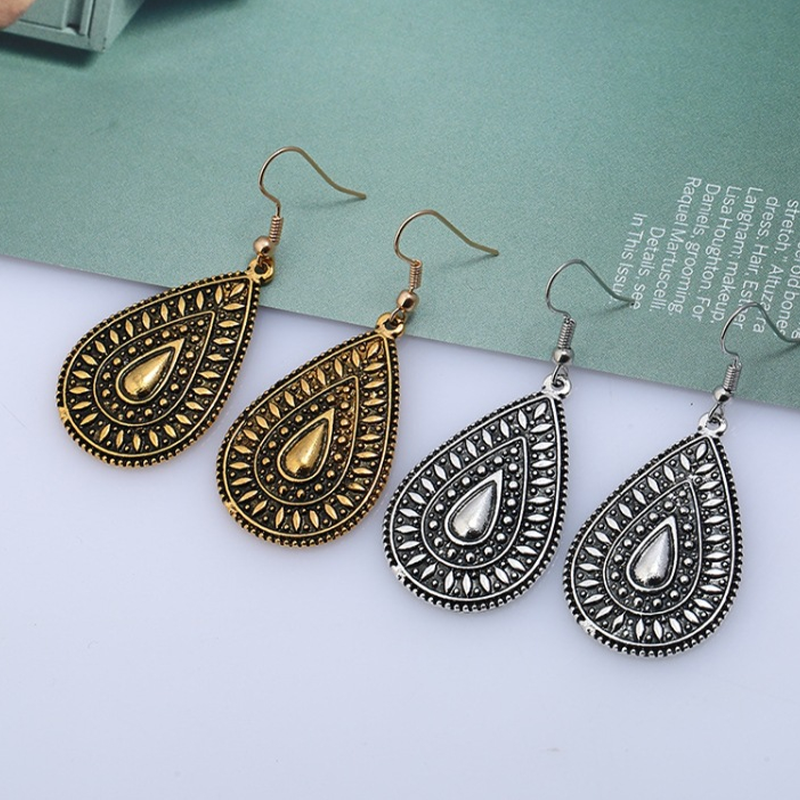 ⌛Limited-Time Offer-Vintage Etched Teardrop Hook Earrings for Women