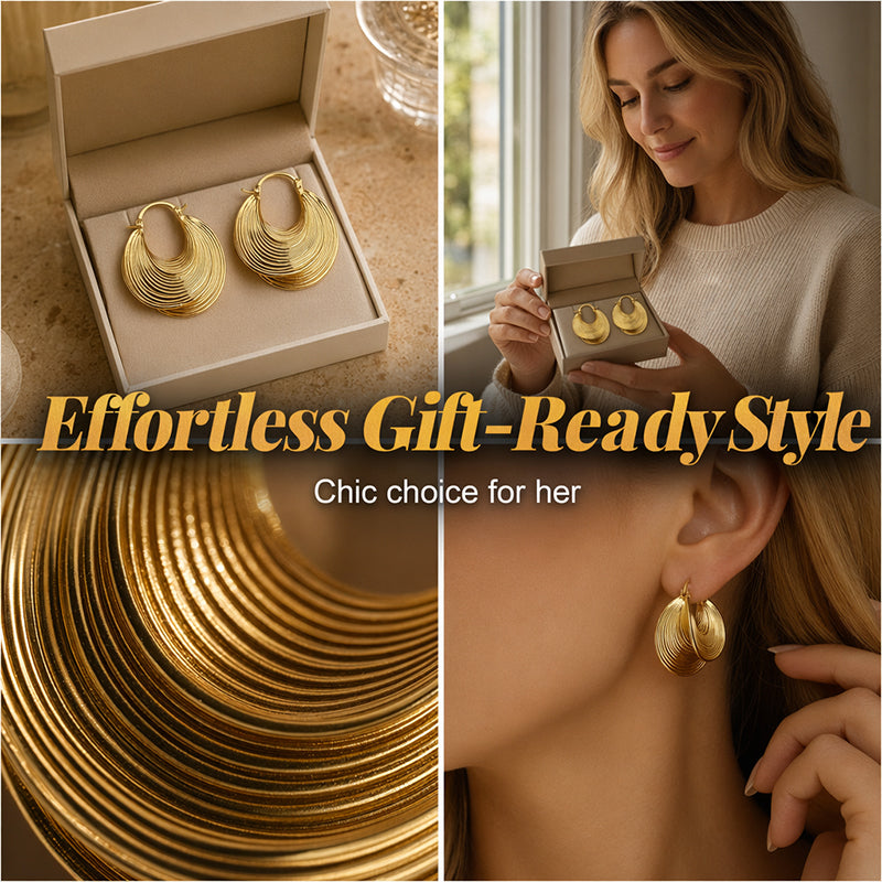 🔥New Arrivals & Best Sellers-Women's Fashion Textured Hoop Earrings💫