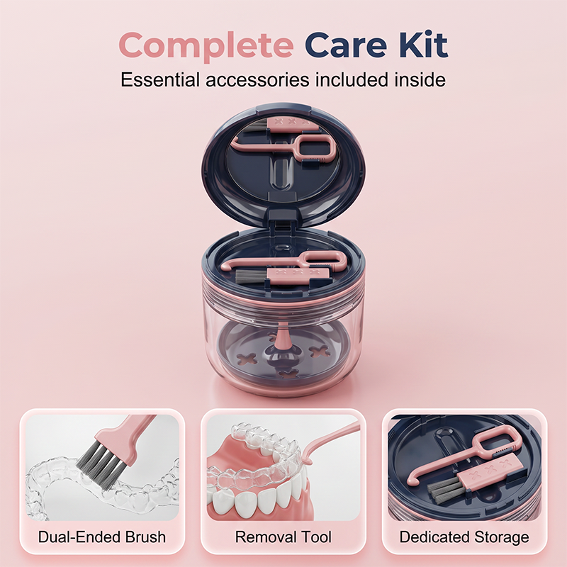 ⌛Limited-Time Offer-Leakproof Retainer Case with Mirror Portable Aligner Soaking Box