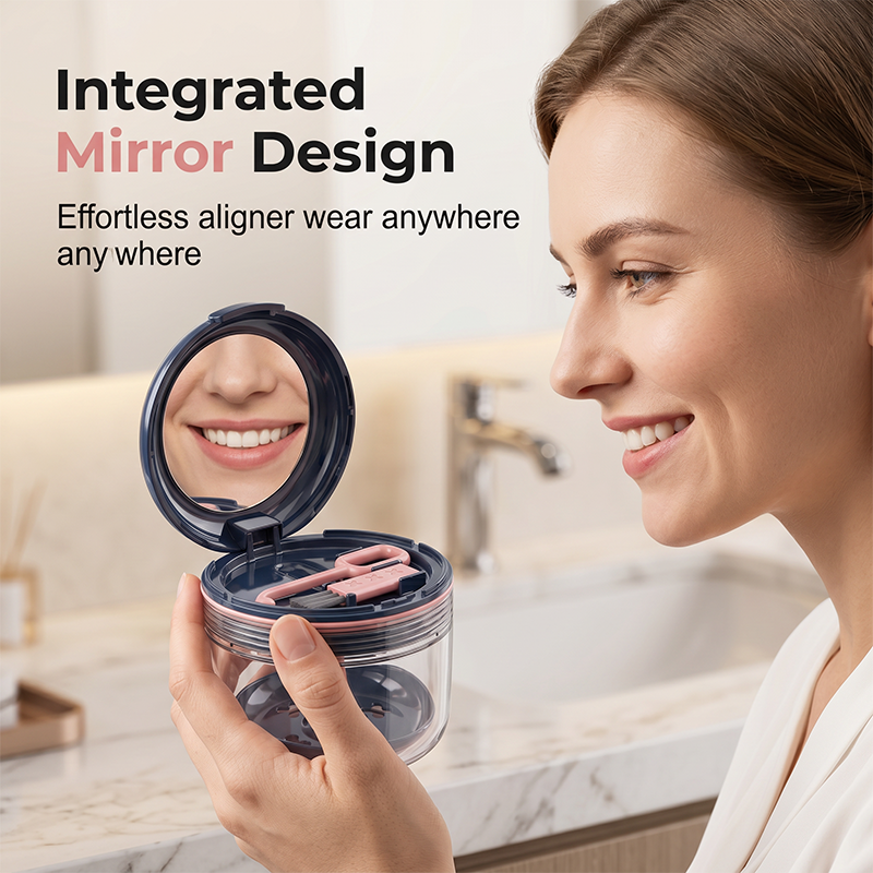⌛Limited-Time Offer-Leakproof Retainer Case with Mirror Portable Aligner Soaking Box