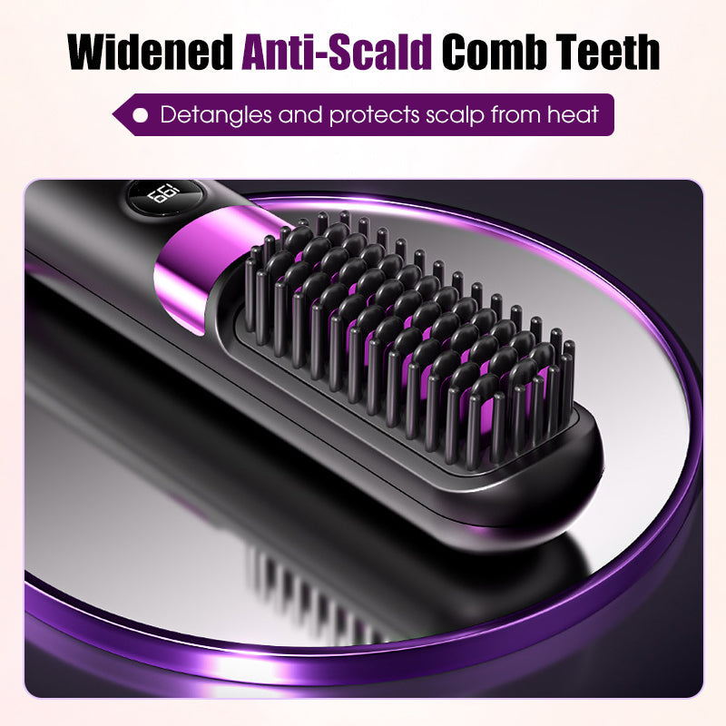 ⏳⏰Last 4 hours Sale💇‍♀️3-in-1 Cordless Hair Straightener Comb – USB rechargeable, adjustable temperature, anti-scald teeth, portable travel design. Women daily hair styling essential!