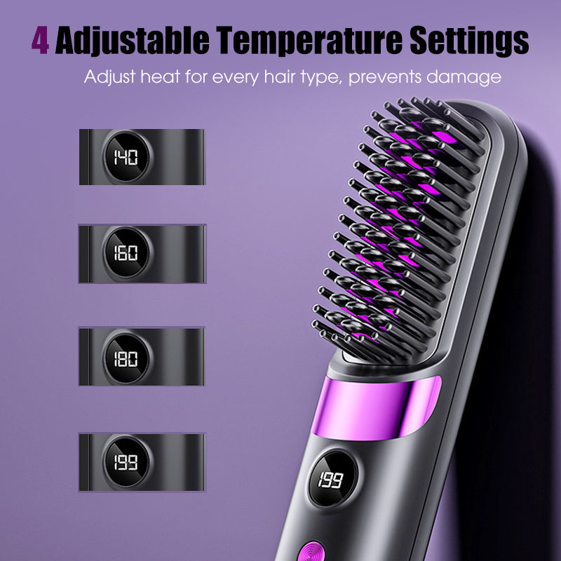 ⏳⏰Last 4 hours Sale💇‍♀️3-in-1 Cordless Hair Straightener Comb – USB rechargeable, adjustable temperature, anti-scald teeth, portable travel design. Women daily hair styling essential!