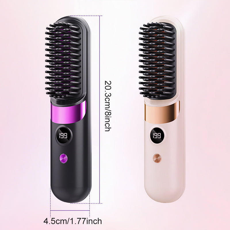 ⏳⏰Last 4 hours Sale💇‍♀️3-in-1 Cordless Hair Straightener Comb – USB rechargeable, adjustable temperature, anti-scald teeth, portable travel design. Women daily hair styling essential!