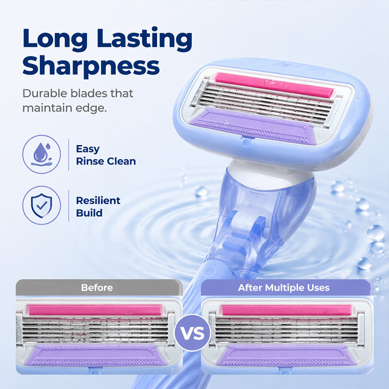 🔥Hot Sale 50% OFF🔥 Women's 5-Blade Razor Handle – Ergonomic Non-Slip Grip, Refill Compatible 🪒