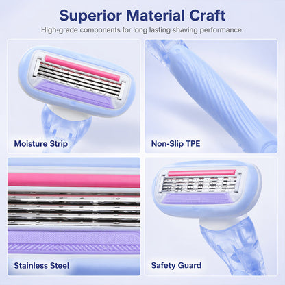 🔥Hot Sale 50% OFF🔥 Women's 5-Blade Razor Handle – Ergonomic Non-Slip Grip, Refill Compatible 🪒