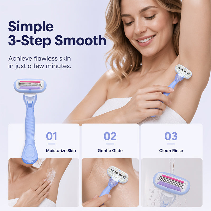 🔥Hot Sale 50% OFF🔥 Women's 5-Blade Razor Handle – Ergonomic Non-Slip Grip, Refill Compatible 🪒